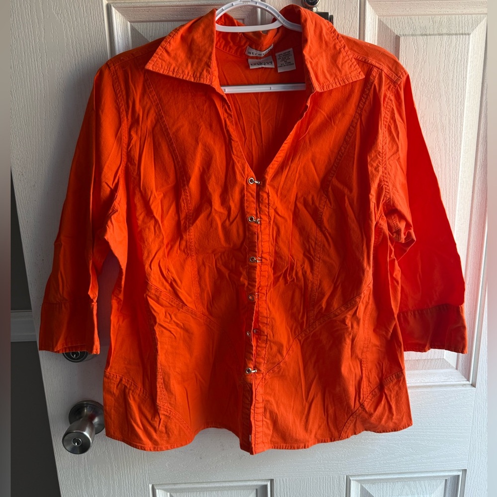 Women's Orange Button-Up Shirt